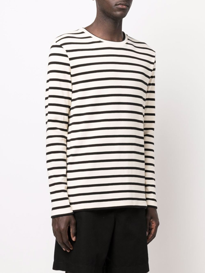 Shop Jil Sander Long-sleeved Striped T-shirt In Neutrals