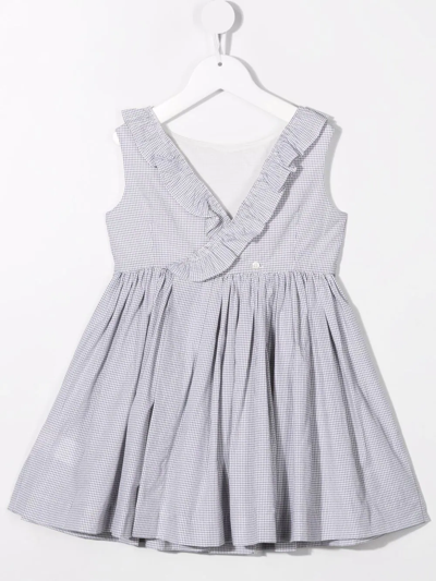 Shop Bonpoint Allison Grid Flared Dress In Grey