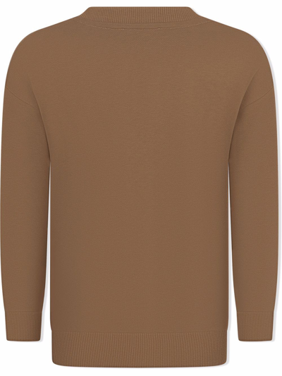 Shop Balmain Logo Print Sweatshirt In Brown