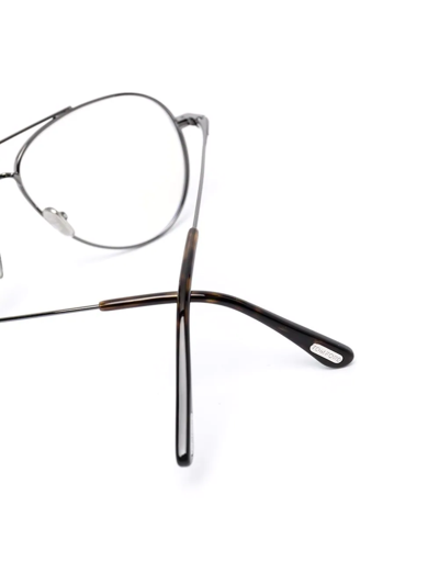 Shop Tom Ford Double-bridge Pilot-frame Glasses In Grey