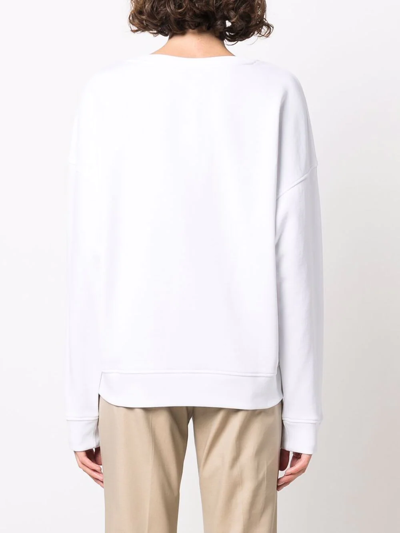 Shop Tommy Hilfiger Floral-print Crew-neck Sweatshirt In White