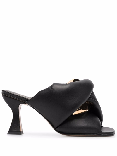 Jw Anderson Twist Chain Slide Sandals In Black