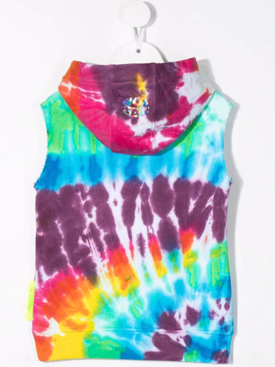 Shop Barrow Sleeveless Tie-dye Hoodie In Blue