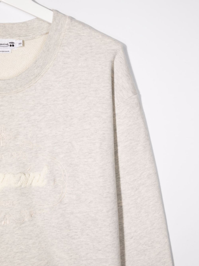 Shop Bonpoint Teen Embroidered-logo Cotto Sweatshirt In Grey