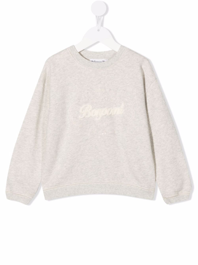 Shop Bonpoint Embroidered-logo Cotton Sweatshirt In Grey