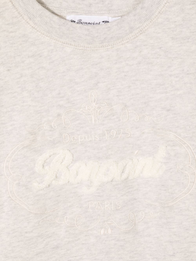 Shop Bonpoint Embroidered-logo Cotton Sweatshirt In Grey