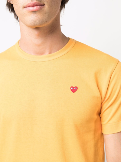 Shop Comme Des Garçons Play Logo-embroidered T-shirt In Orange