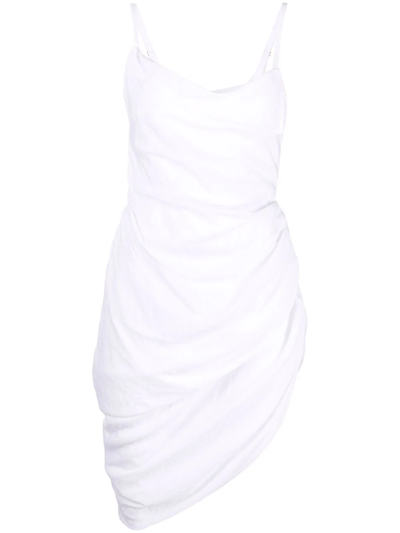 Shop Jacquemus La Robe Saudade Draped Minidress In White