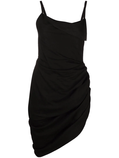 Shop Jacquemus La Robe Saudade Draped Minidress In Black