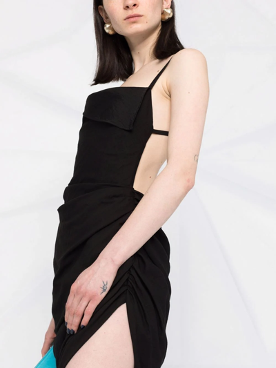 Shop Jacquemus La Robe Saudade Draped Minidress In Black