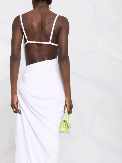 Jacquemus Saudade Asymmetric Draped Twill Dress In White