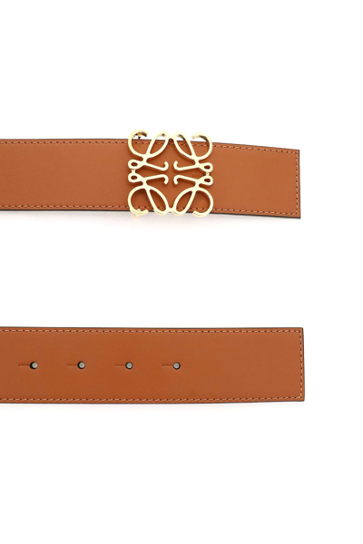 Shop Loewe Reversible Anagram Leather Belt In Brown,black