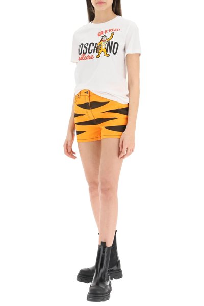 Shop Moschino Chinese New Year Capsule Tiger Shorts In Orange,black