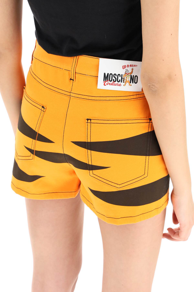 Shop Moschino Chinese New Year Capsule Tiger Shorts In Orange,black