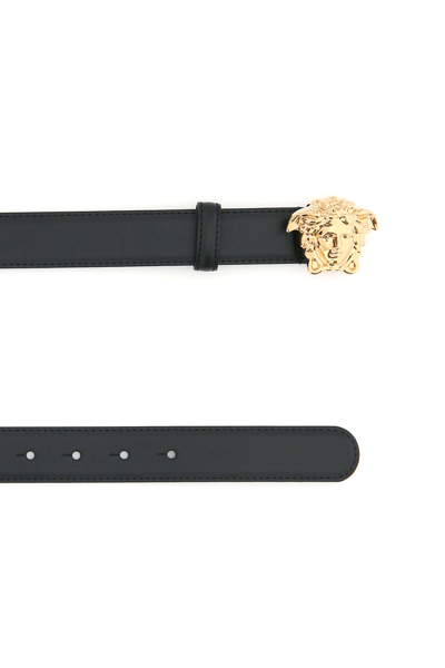 Shop Versace 'la Medusa' Leather Belt In Black