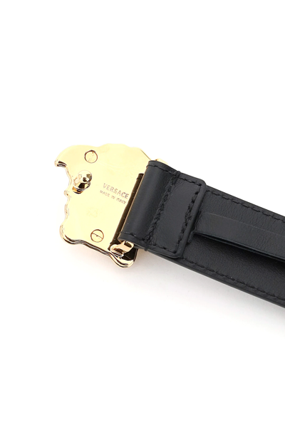 Shop Versace 'la Medusa' Leather Belt In Black