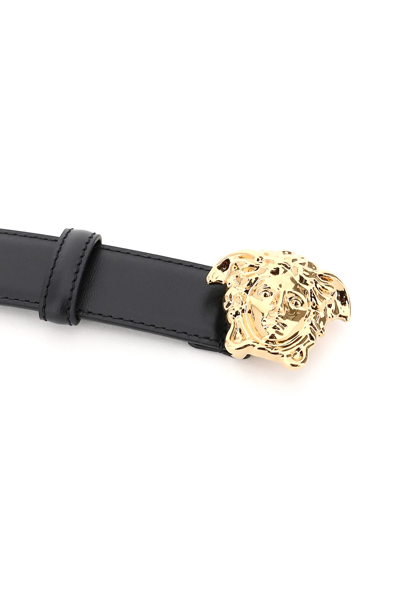 Shop Versace 'la Medusa' Leather Belt In Black
