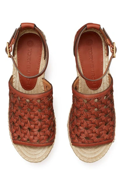 Tory Burch Women's Basketweave Ankle Strap Espadrille Wedge Sandals In  Brick Red | ModeSens