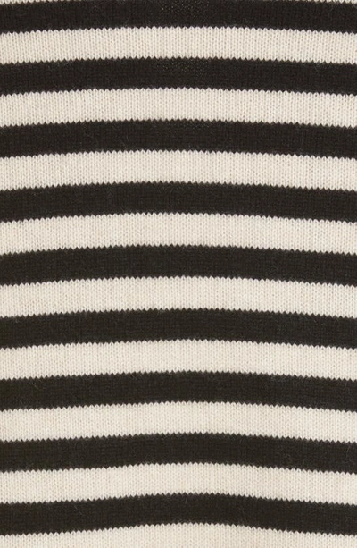 Shop Khaite Georgia Stripe Cross Back Cashmere Sweater Dress In Black/ Custard Stripe