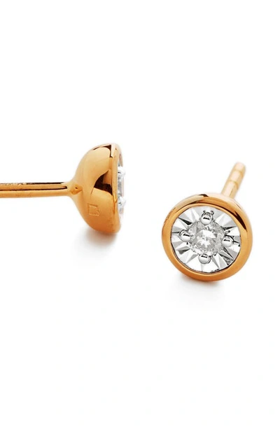 Shop Monica Vinader Essential Diamond Stud Earrings In Gold
