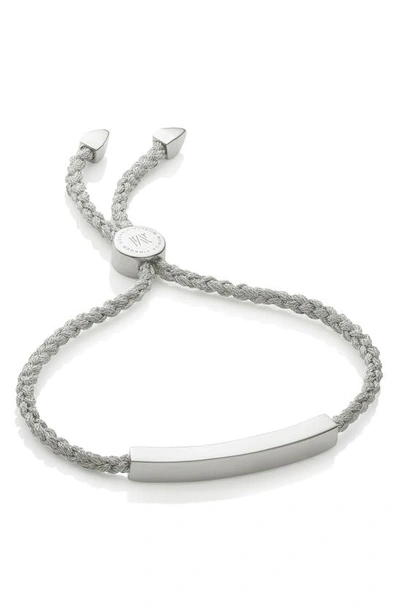 Shop Monica Vinader Engravable Linear Bar Friendship Bracelet In Silver/ Silver Metallica