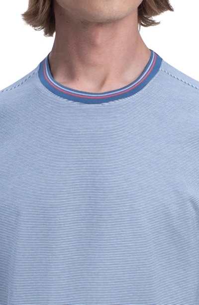 Shop Bugatchi Pinstripe Ringer Neck T-shirt In Cobalt