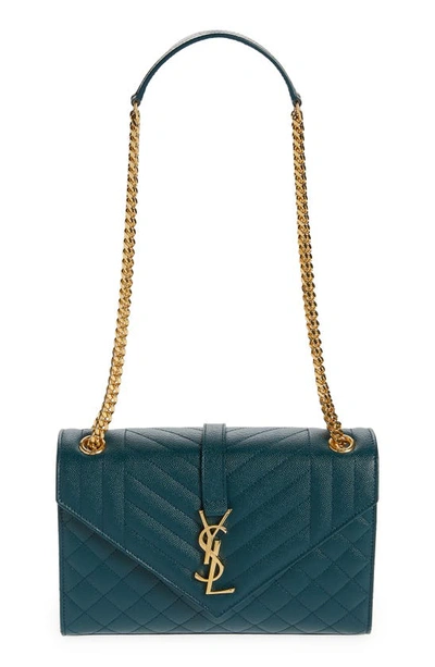 Shop Saint Laurent Medium Cassandra Calfskin Shoulder Bag In Blue