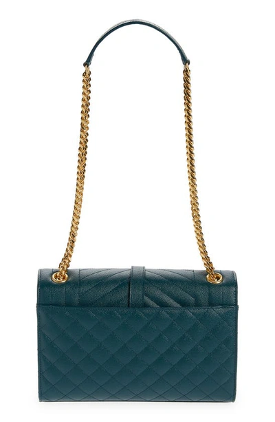 Shop Saint Laurent Medium Cassandra Calfskin Shoulder Bag In Blue