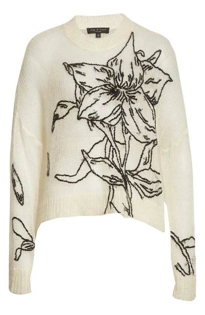 Shop Rag & Bone Floral Sheer Sweater In White