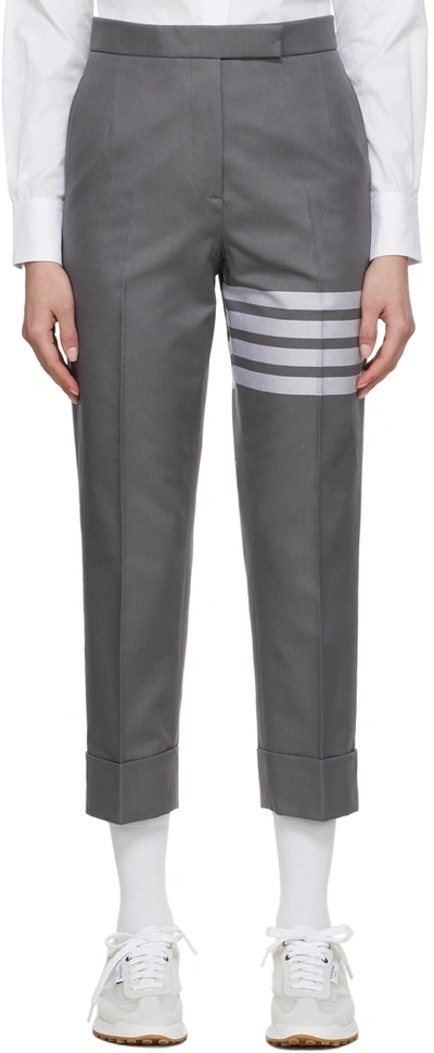 Shop Thom Browne Grey 4-bar Trousers In Med Grey 035