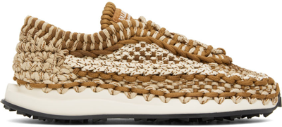 Shop Valentino Brown Crochet Sneakers In Selleria-mouse-light