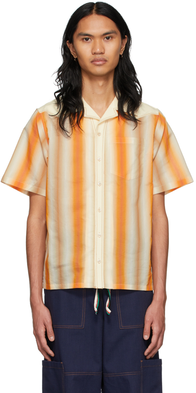 Shop Wales Bonner Beige Cotton Shirt In Orange Mult