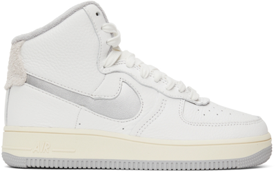 Shop Nike White Strapless Air Force 1 Sculpt High Sneakers In Summit White/silver-