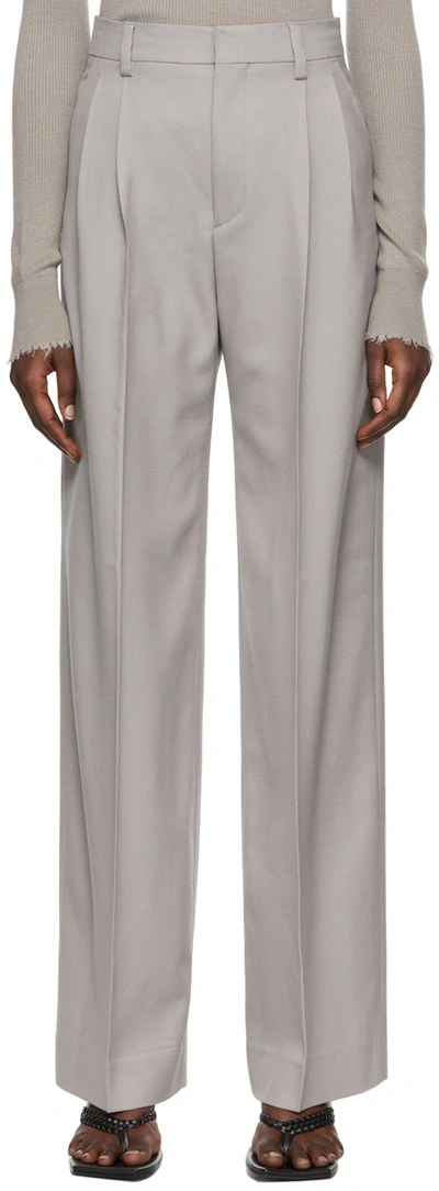 Shop Filippa K Grey Darcey Trousers In Light Taupe 9320