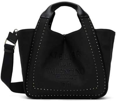 Shop Valentino Black 'atelier Bag 01' Tote In 0no Nero