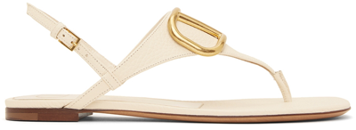 Shop Valentino Off-white Vlogo Signature Flat Sandals In I16 Light Ivory