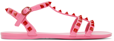 Shop Valentino Pink Rockstud Rubber Sandals In 245 Feminin