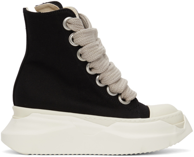 Shop Rick Owens Drkshdw Black Jumbo Lace Abstract High Sneakers In 911 Black/milk/milk
