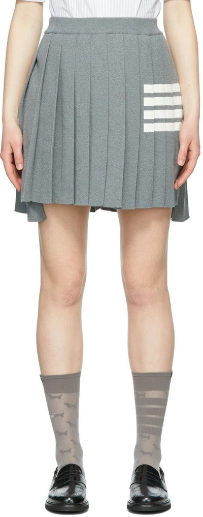 Shop Thom Browne Grey Cotton Miniskirt In Lt Grey 055