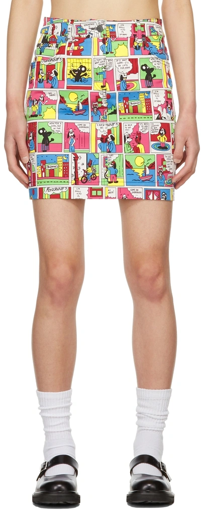 Shop Moschino Multicolor Cotton Mini Skirt In A1888 Pink