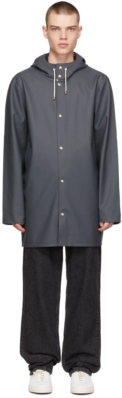 Shop Stutterheim Grey Stockholm Coat In Charcoal