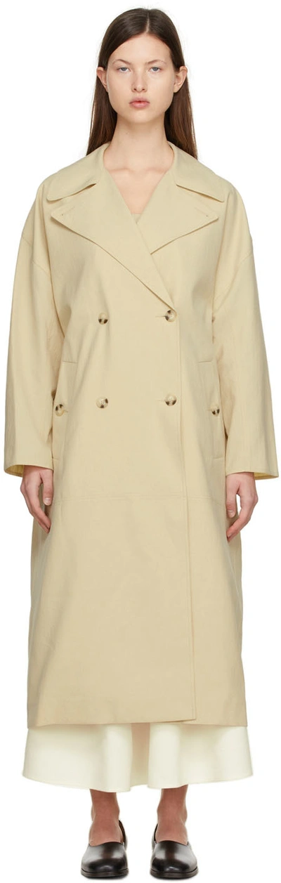 Gia Studios Beige Polyester Trench Coat In Yellow