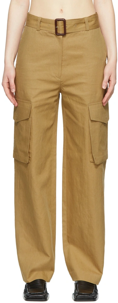 Drae Beige Linen Trousers In Beige