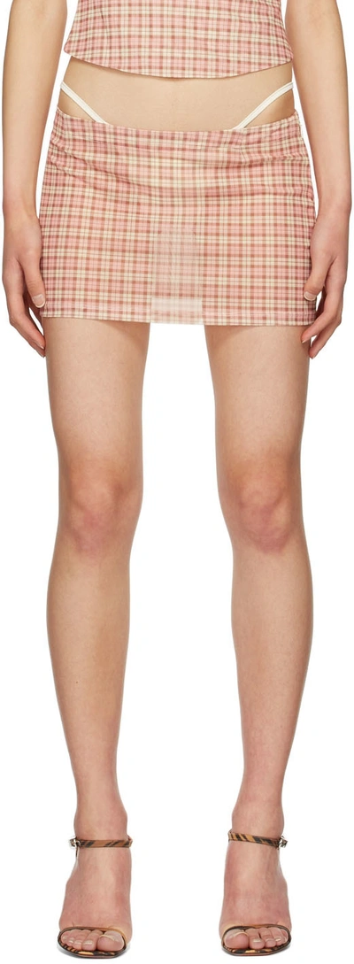 Miaou Checked Mid-waist Stretch-recycled Polyester Skirt In Baby Plaid