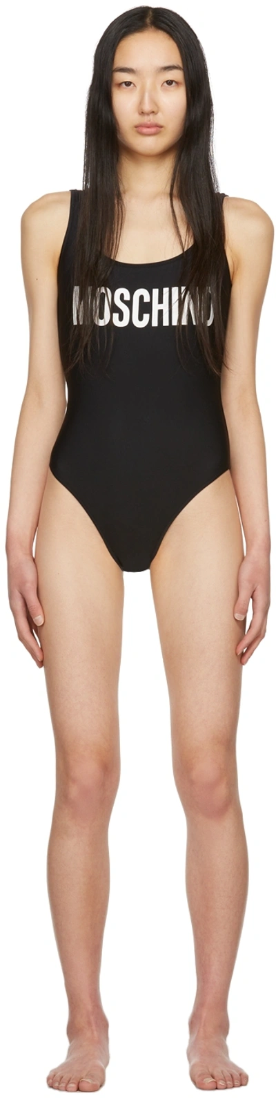 Shop Moschino Black Nylon Swimsuit In A1555 Black