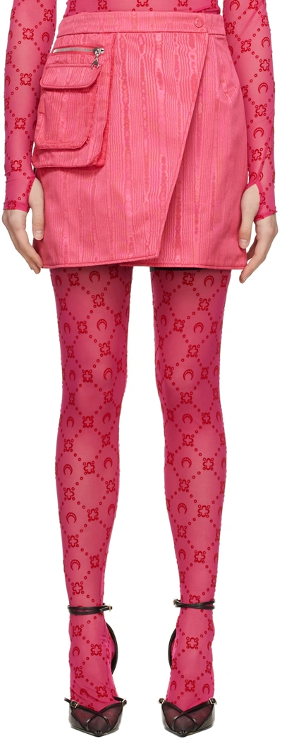 Shop Marine Serre Pink Polyester Mini Skirt In 07 Pink