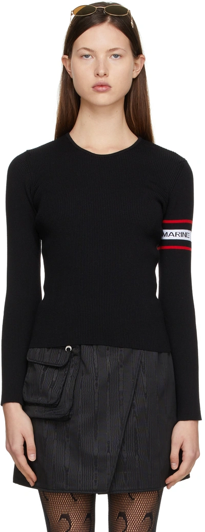 Shop Marine Serre Black Wool Sweater In 00 Black
