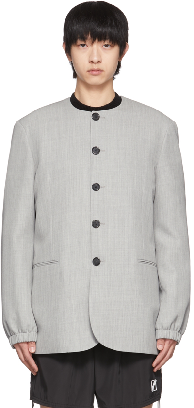 We11 Done Grey Wool Blazer In Melange Grey