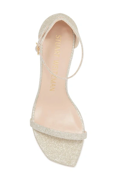 Shop Stuart Weitzman Amelina Glitter Block Heel Sandal In Platino