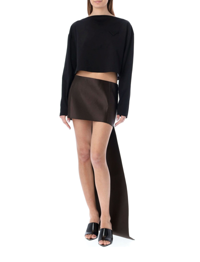 Shop Prada Double Wrapped Mini Skirt In Cacao
